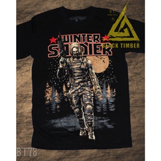 เสื้อยืดผ้าฝ้ายพิมพ์ลายขายดี ✣BT 78 Winter Soldier เสื้อยืด สีดำ BT Black Timber T-Shirt ผ้าคอตตอน สกรีนลายแน่น S M L XL