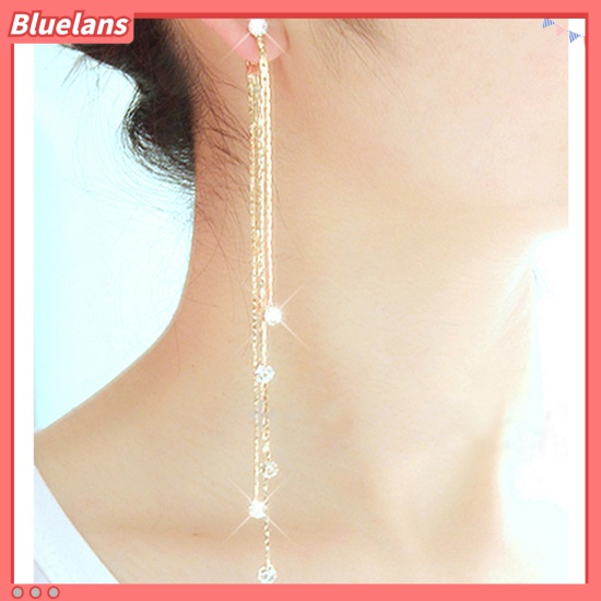 ต่างหูสตรีโซ่เส้นยาวอัลลอย-rhinestone-tassels-ค๊อกเทลปาร์ตี้