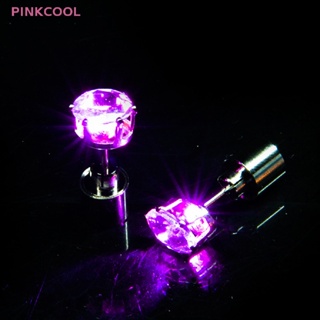 Pinkcool ขายดี ต่างหูสตั๊ด ไฟกระพริบ LED เครื่องประดับ สําหรับไนท์คลับ บาร์ KTV