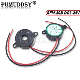 ออดสัญญาณเตือนอิเล็กทรอนิกส์ SFM-20B DC3-24V Piezo 3-24V ทนทาน สําหรับ Arduino Car Van 5 ชิ้น