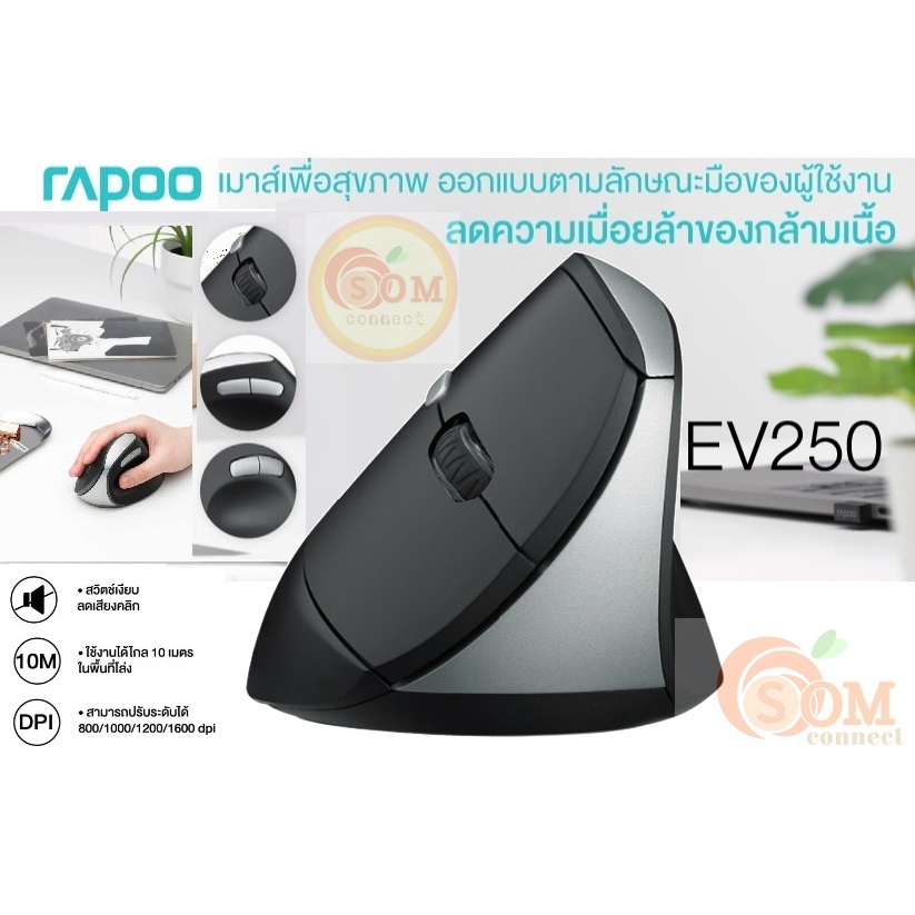 EV250 (เมาส์เพื่อสุขภาพ) Rapoo Wireless Optical Vertical Ergonomic ...