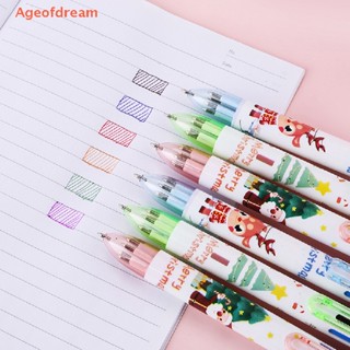 [Ageofdream] ใหม่ ปากกาลูกลื่น ลายการ์ตูนคริสต์มาสน่ารัก 6 สี สําหรับสํานักงาน โรงเรียน