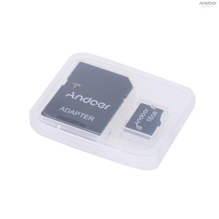 Andoer การ์ดหน่วยความจํา 16GB Class 10 การ์ด TF และอะแดปเตอร์การ์ด TF สําหรับกล้องติดรถยนต์ โทรศัพท์มือถือ PC เครื่องเล่นเสียง GPS
