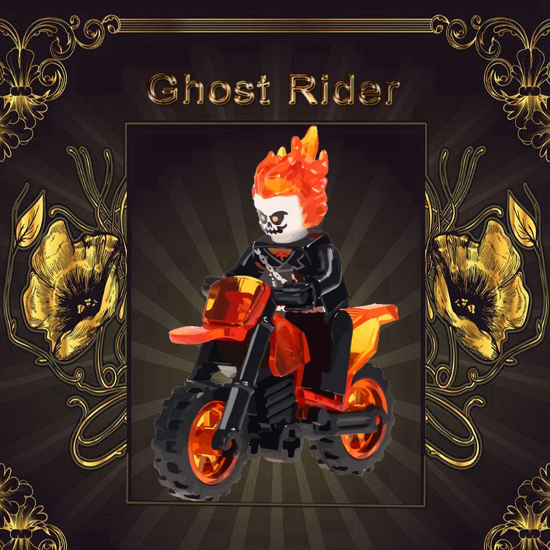 ของเล่นบล็อกตัวต่อ รูปภาพยนตร์ Ghost Rider Robbie Reyes Venom Black ...