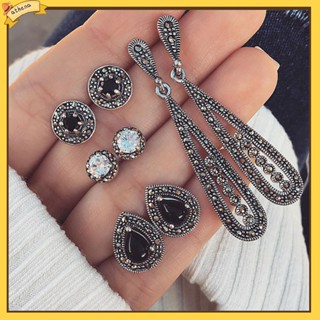 [Athena] ต่างหู Cubic Zirconia ทรงกลมสไตล์โบฮีเมียนสำหรับผู้หญิง