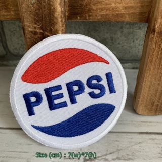 เป๊ปซี่ PEPSI ตัวรีดติดเสื้อ อาร์มรีด อาร์มปัก ตกแต่งเสื้อผ้า หมวก กระเป๋า แจ๊คเก็ตยีนส์ Food, Drink Embroidered Iron...