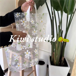 KiwiStudio(50 ต่อถุง) ถุงใส่ของพลาสติกใส รูปแบบดอกไม้ กว้าง 30 สูง 20 ก้น 8/S（SK0008）