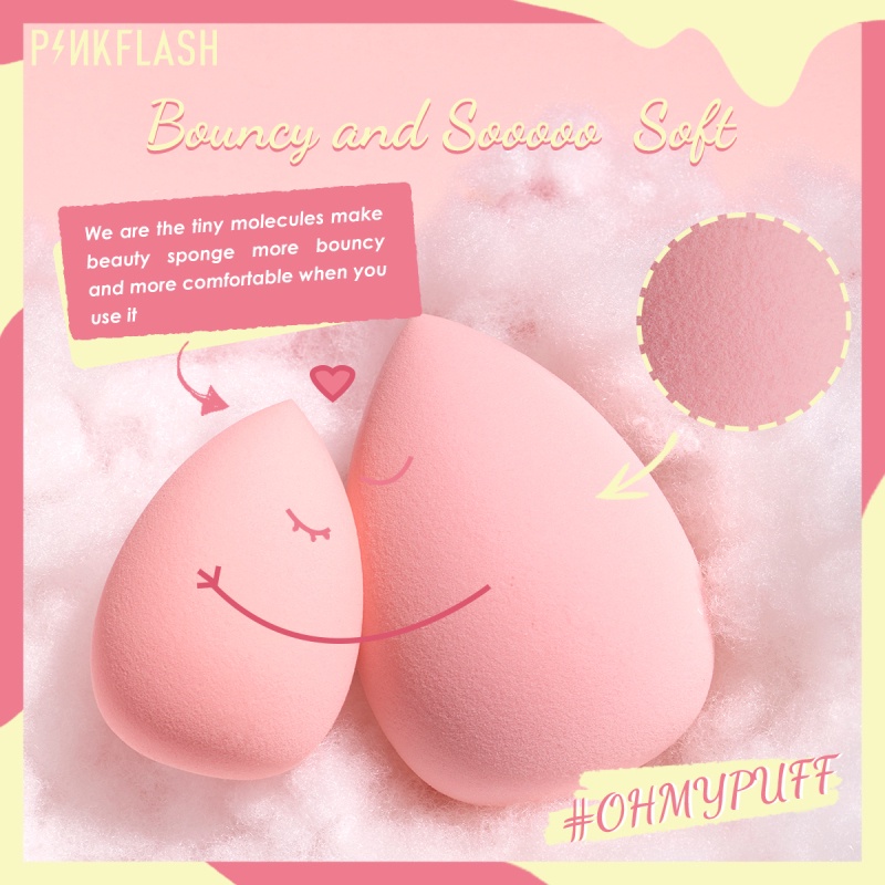 pinkflash-classic-pink-water-drop-beauty-ฟองน้ำไข่คุชชั่น-พัฟ-super-no-powder-bri