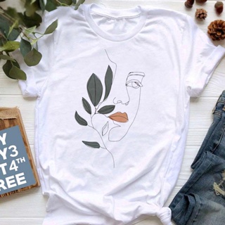 เสื้อตราหานคู่ Bloemen Gezicht Vrouwen นามธรรม Tshirt Womens Cartoon Grafische Gedrukte เสื้อยืดฮาราจูกุ เกาหลีนส์ Stijl