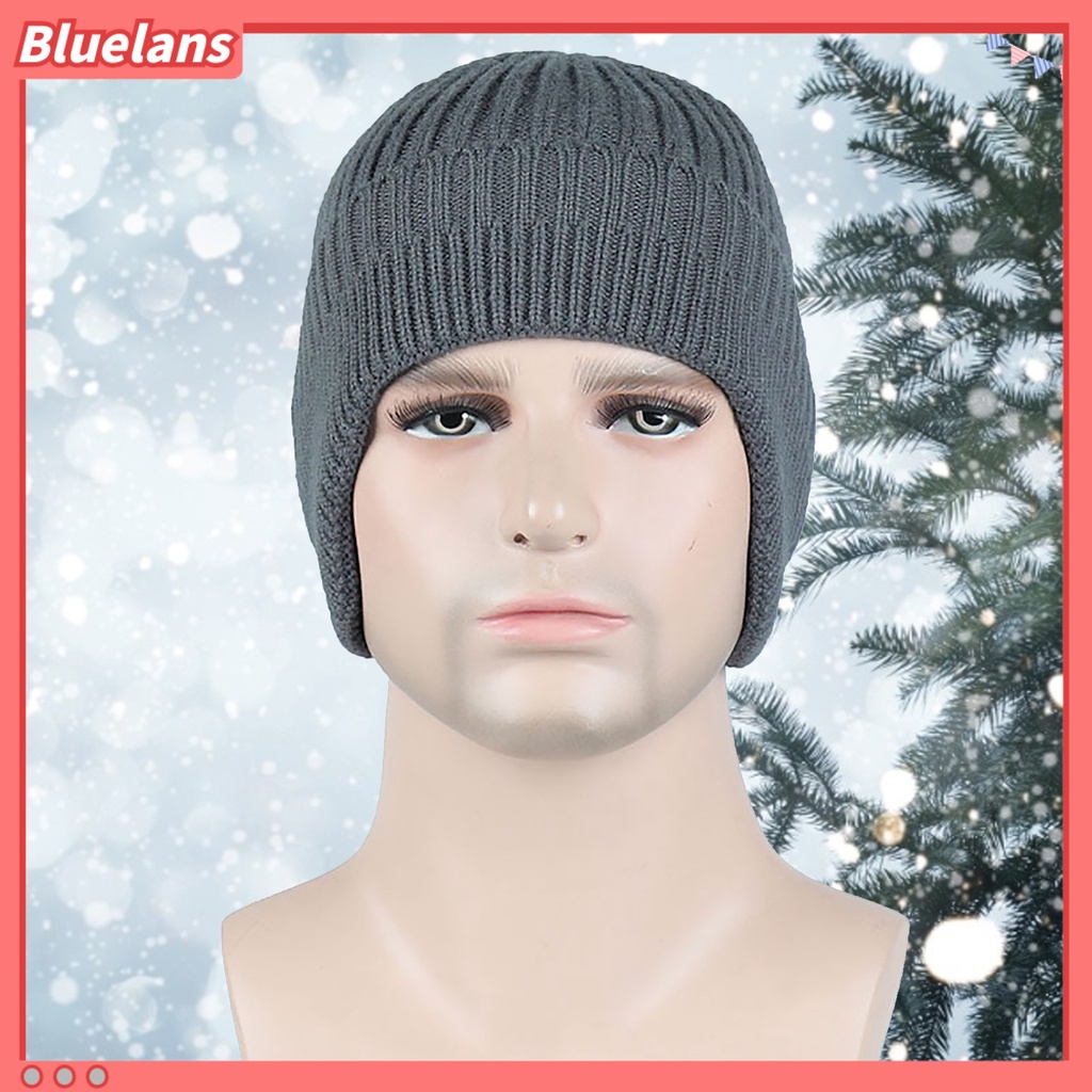 bluelans-หมวกไหมพรมถัก-ปิดหู-สีพื้น-เหมาะกับฤดูหนาว-กลางแจ้ง-สําหรับผู้หญิง-และผู้ชาย