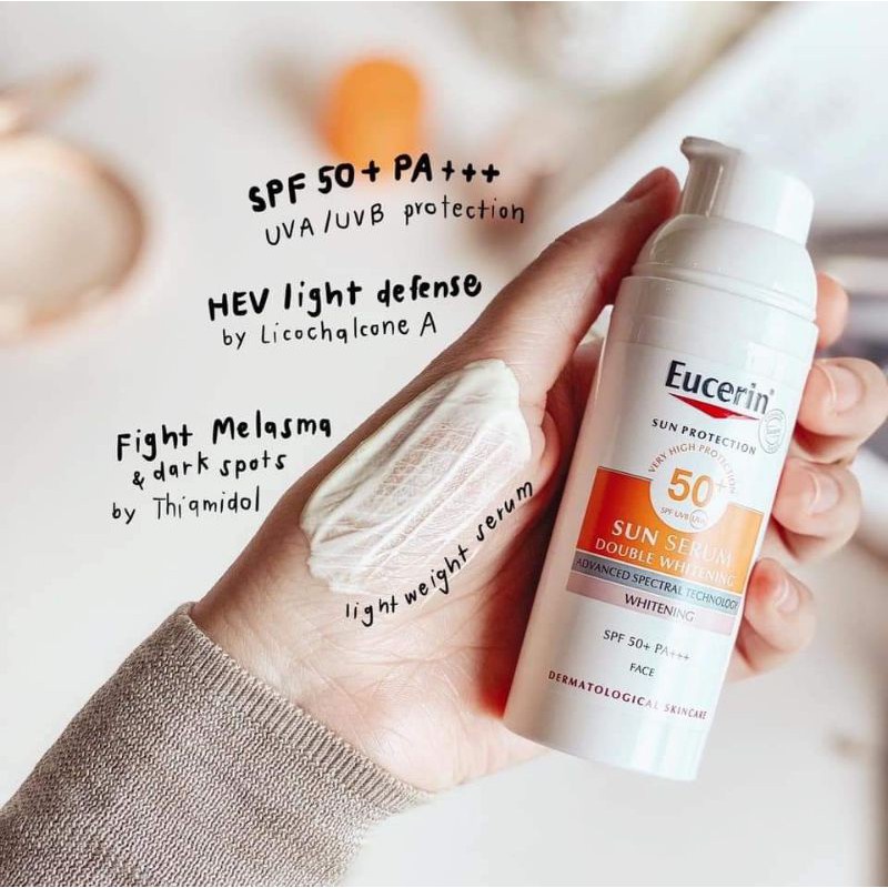 eucerin-sun-serum-double-whitening-50ml-ยูเซอริน-กันแดดลดฝ้าแดดเนื้อบางเบา-ไม่เหนียวเหนอะหนะ-ซึมซาบเร็