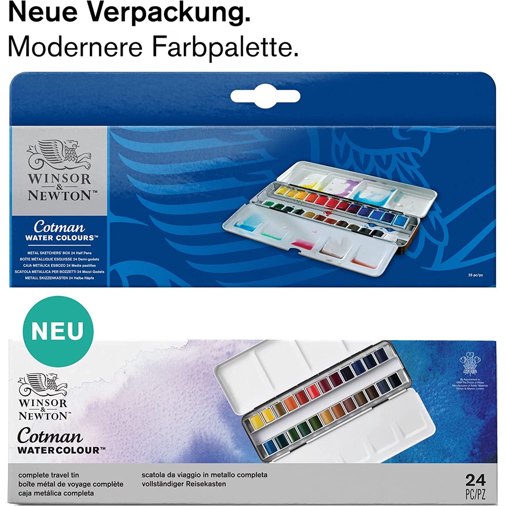 Large Windsor & Newton Cotman 1/2 pan watercolour case and pallete | in