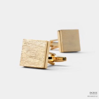 Square Gold polished pattern Cufflink-กระดุมข้อมือสี่เหลี่ยมสีทอง