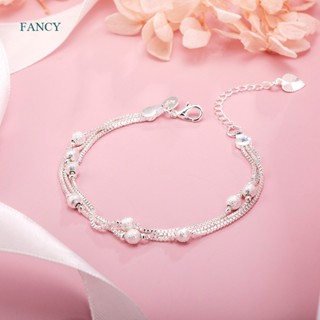 Fancy ขายดี สร้อยข้อมือโซ่เงินแท้ 925 เนื้อแมตต์ ของขวัญคริสต์มาส สําหรับผู้หญิง