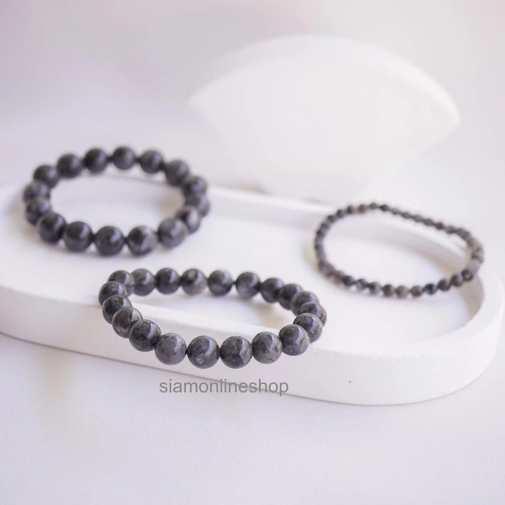 Labradorite หินสีลาบราโดไรท์ เลือกขนาดเม็ดหินได้ (4-10 มม.) สร้อยข้อมือหินแท้ https://wayoza.com
