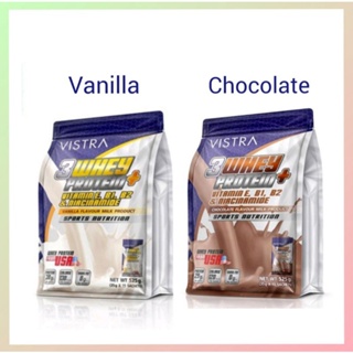 สินค้า VISTRA 3 WHEY PROTEIN PLUS (Vanilla / Chocolate) 35Gx15PC วิสทร้า เวย์โปรตีน พลัส รสวนิลา / ช็อคโกแลต
