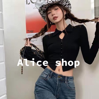 Alice เสื้อครอป เสื้อยืดแขนยาวผู้หญิง 2022 ใหม่S031038