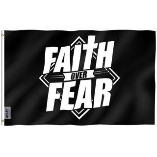 ธง Anley Faith Over Fear ขนาด 90x150 ซม. สําหรับตกแต่ง