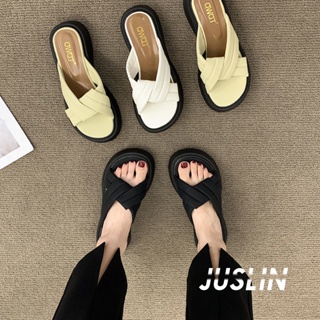 JUSLIN  รองเท้าแตะผู้หญิง ความสูง แฟชั่นสไตล์เกาหลี แฟชั่น High quality Unique สวย Beautiful JU220270 37Z230910