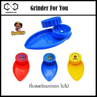 Grinder ที่บดพร้อมโรล 2 In 1 40มม. วัชพืชเครื่องบด พร้อมถาดโรล Leaf Shape Mini Grinder สมุนไพร เครื่องบดทรงใบไม้