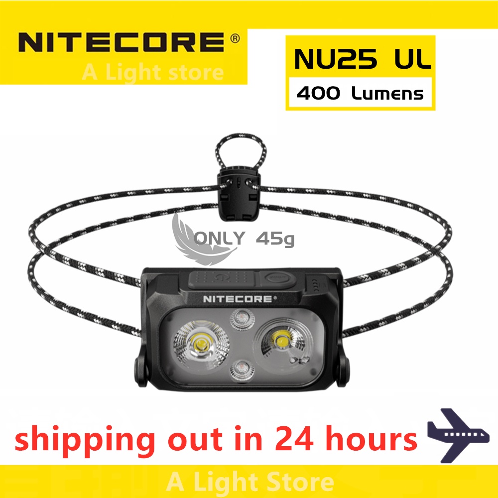 nitecore-nu25-ul-400-lumen-ไฟหน้า-แหล่งกําเนิดแสงสามดวง-ชาร์จ-usb-c-สําหรับตั้งแคมป์กลางแจ้ง