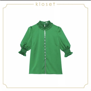 แท้ 💯% Used Once Kloset Top size XS (US0) อกได้ถึง 34” สีเขียวเหนี่ยวทรัพย์ Green color สภาพดี ป้ายยังเก็บครบ