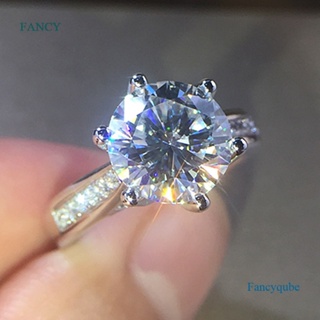 Fancy แหวนเพชร หกกรงเล็บ คลาสสิก ผู้หญิง แฟลชพิเศษ แหวนเพชร