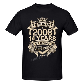 เสื้อยืด oversize เกิดปี 2008 14 ปีของขวัญวันเกิดครบรอบ 14 ปีเสื้อยืดแขนสั้นฮาราจูกุเสื้อยืดกราฟิกเสื้อยืดแบรนด์ Tee Top