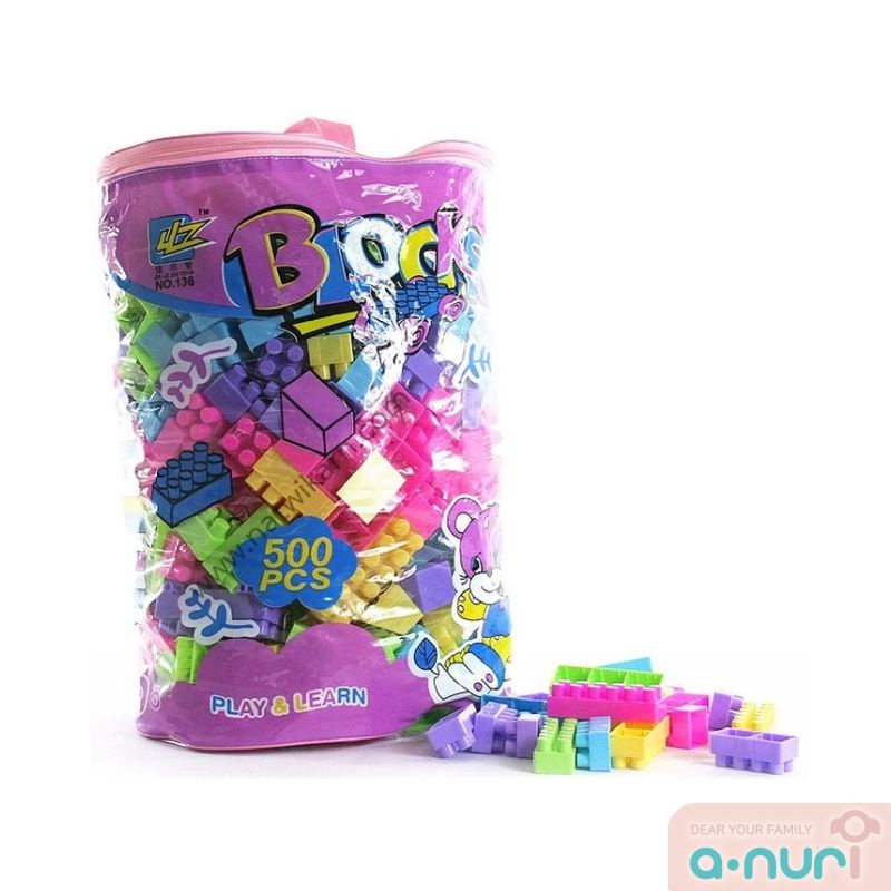 [ส่งแมส] Play and lean block ตัวต่อ500ชิ้น สีม่วง 320ชิ้น สีส้ม บล็อก ...