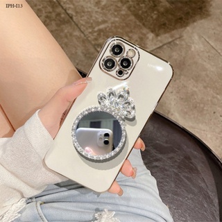 Compatible With iphone 13 12 Pro MAX Mini เคสไอโฟน เข้ากันได้ สำหรับ Case Makeup Mirror Glitter เคส เคสโทรศัพท์ เคสมือถือ Case Luxury Phone Case Electroplating Casing Soft TPU Cover