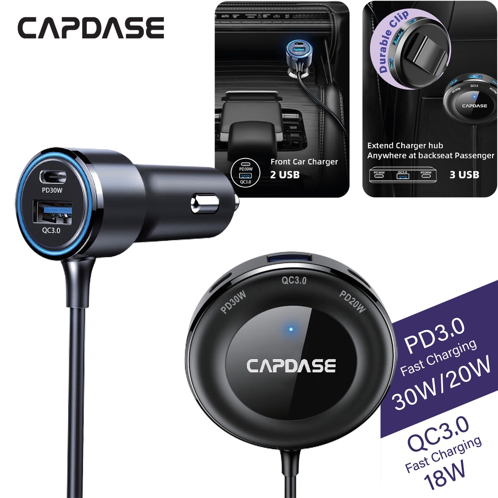 capdase-98w-quarterback-f98m-qc-3-0-pd-3-0-fast-charging-5-usb-car-charger