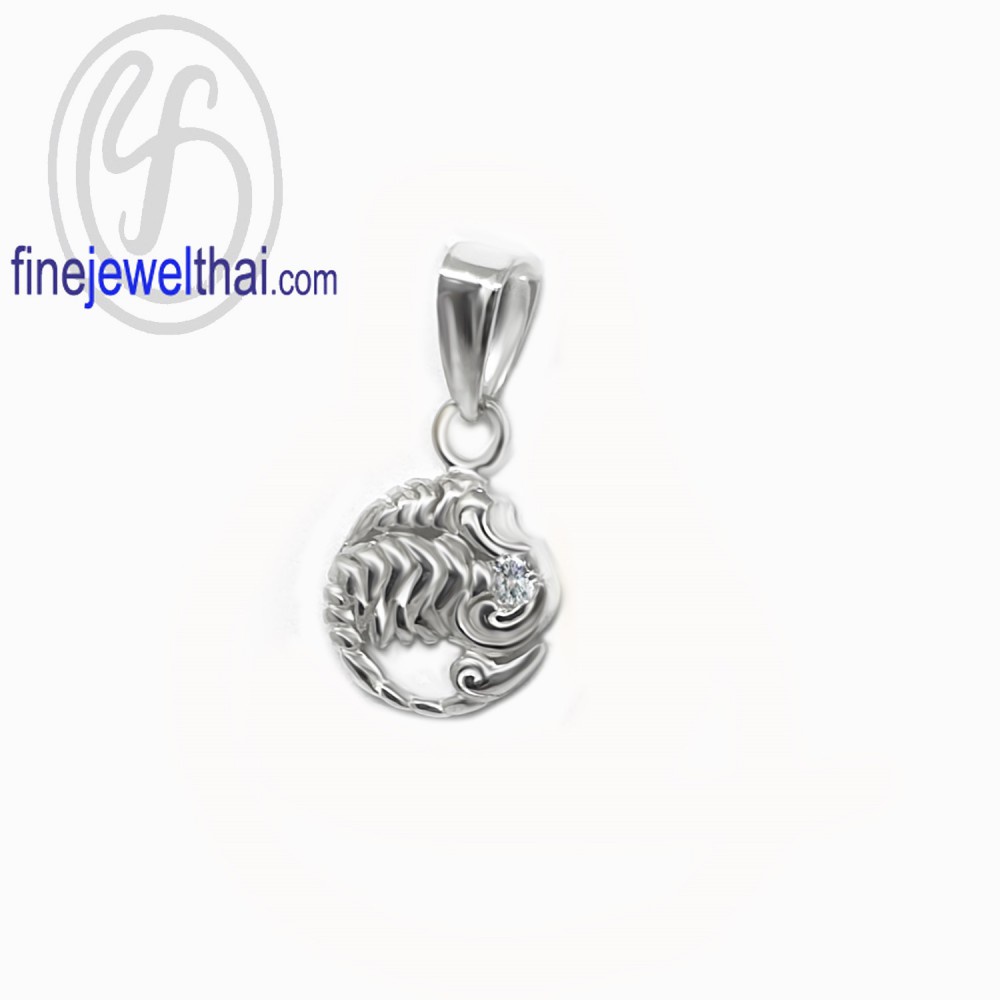 finejewelthai-จี้ราศี-ราศีพิจิก-จี้เพชรสังเคราะห์-จี้เงินแท้-scorpio-silver-pendant-p1172cz00