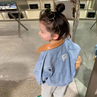 [Babycat] ใหม่ พร้อมส่ง เสื้อแจ็กเก็ตยีน คอปก ลําลอง สไตล์เกาหลี ญี่ปุ่น ฤดูใบไม้ผลิ ฤดูใบไม้ร่วง เข้ากับทุกการแต่งกาย สําหรับเด็กผู้หญิง 2022