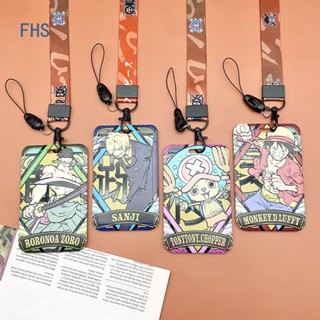 Fhs พวงกุญแจ PVC ลายการ์ตูนลูฟี่ วันพีช พร้อมสายคล้องคอ สําหรับห้อยกระเป๋า บัตรประจําตัวนักเรียน