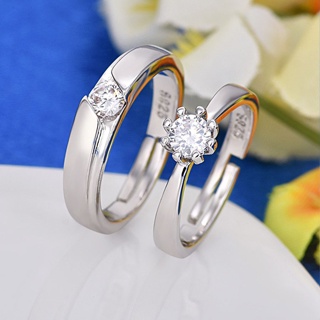 ภาพหน้าปกสินค้าWomen Men Silver Fashion Jewelry Platinum Diamond Crystal Wedding Engagement Couple Rings ซึ่งคุณอาจชอบราคาและรีวิวของสินค้านี้