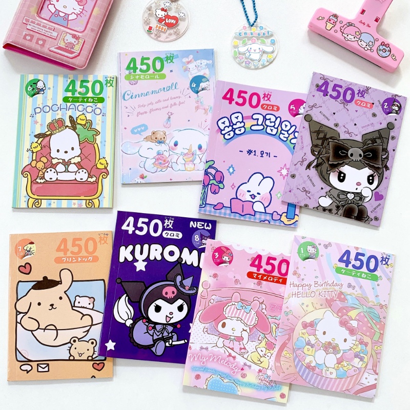 sanrio-สติกเกอร์-ลายการ์ตูน-kuromi-melody-cinnamoroll-graffiti-สําหรับตกแต่งแล็ปท็อป-แก้วน้ํา-450-ชิ้น