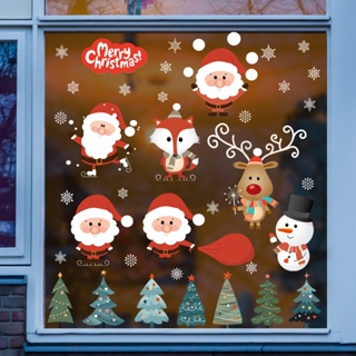[wuxiang] สติกเกอร์ ลายคริสต์มาส ซานตาคลอส กวาง สําหรับตกแต่งกระจก หน้าต่าง ผนัง ห้างสรรพสินค้า