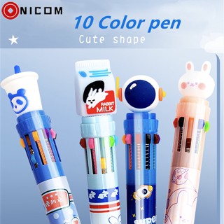 ปากกาลูกลื่น ลายการ์ตูนหมี 10 สี หลากสี สําหรับนักเรียน