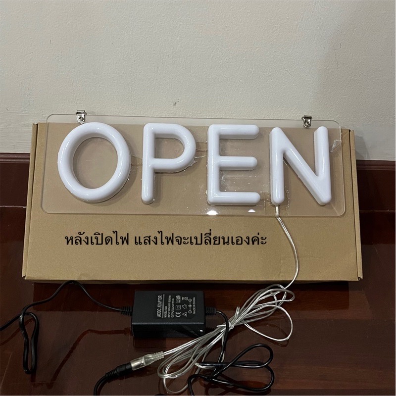 ป้ายไฟopen-ป้ายไฟร้าน-ป้ายไฟled-ป้ายไฟอักษร-ป้ายไฟหน้าร้าน-ขนาด-35x12cm-แบบใส