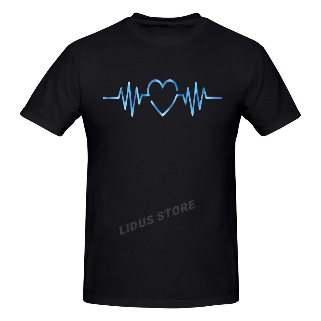 เสื้อยื-วันวาเลนไทน์สีฟ้าไล่ระดับสี-electrocardiogram-เสื้อยืด-harajuku-เสื้อยืดแขนสั้นกราฟิก-tshirt-แบรนด์ทีที