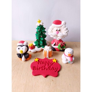 น้ำตาลแต่งขนม วันคริสมาส วันปีใหม่ คัพเค้กเทศกาลคริสมาส Christmas cake topper น้ำตาลแต่งหน้าเค้ก เทศกาลคริสมาส  น้ำตาลแต