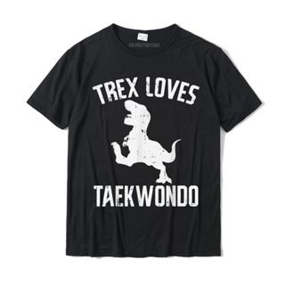 เสื้อวินเทจชาย Trex seviyor Taekwondo komik dinozor kore dövüş sanatları hediye T-Shirt yaz üst T-Shirt Rife pamuk erkek