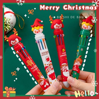 10 สี คริสต์มาส ปากกาลูกลื่น โรงเรียน สํานักงาน จัดหา เครื่องเขียน ปากกา หลากสี เติมได้ สีสัน