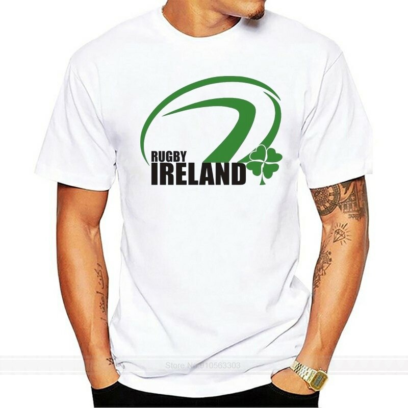 เสื้อยืดผ้าฝ้ายพิมพ์ลายแฟชั่น-ใหม่-เสื้อยืดลําลอง-แขนสั้น-พิมพ์ลายทีมรักบี้-irish-fan-lucky-clover-ireland-สําหรับผู้ชาย