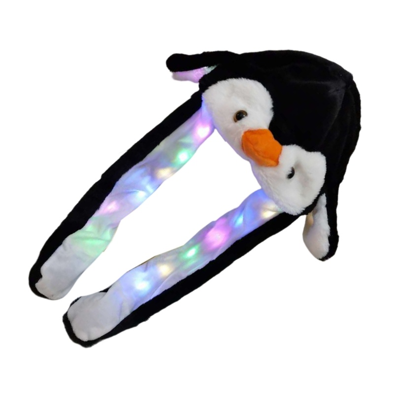 esp-หมวกหูฟลอปปี้-แต่งไฟ-led-รูปเพนกวิน-พร้อมหูขยับได้