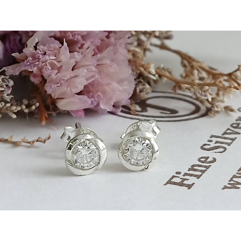 finejewelthai-ต่างหู-ต่างหูเพชร-ต่างหูเงิน-เพชรสังเคราะห์-เงินแท้925-diamond-cz-silver-earring-e1054cz