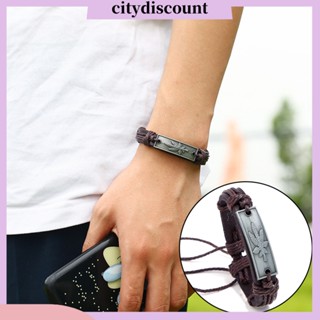 &lt;citydiscount&gt;  นาฬิกาข้อมือสายหนังสไตล์วินเทจสำหรับผู้ชาย