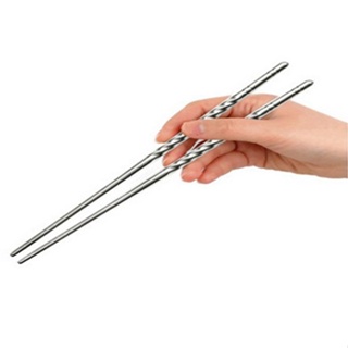 【AG】1 Pair Chinese Stylish Non-slip Design Chop Sticks Stainless Steel Chopstick