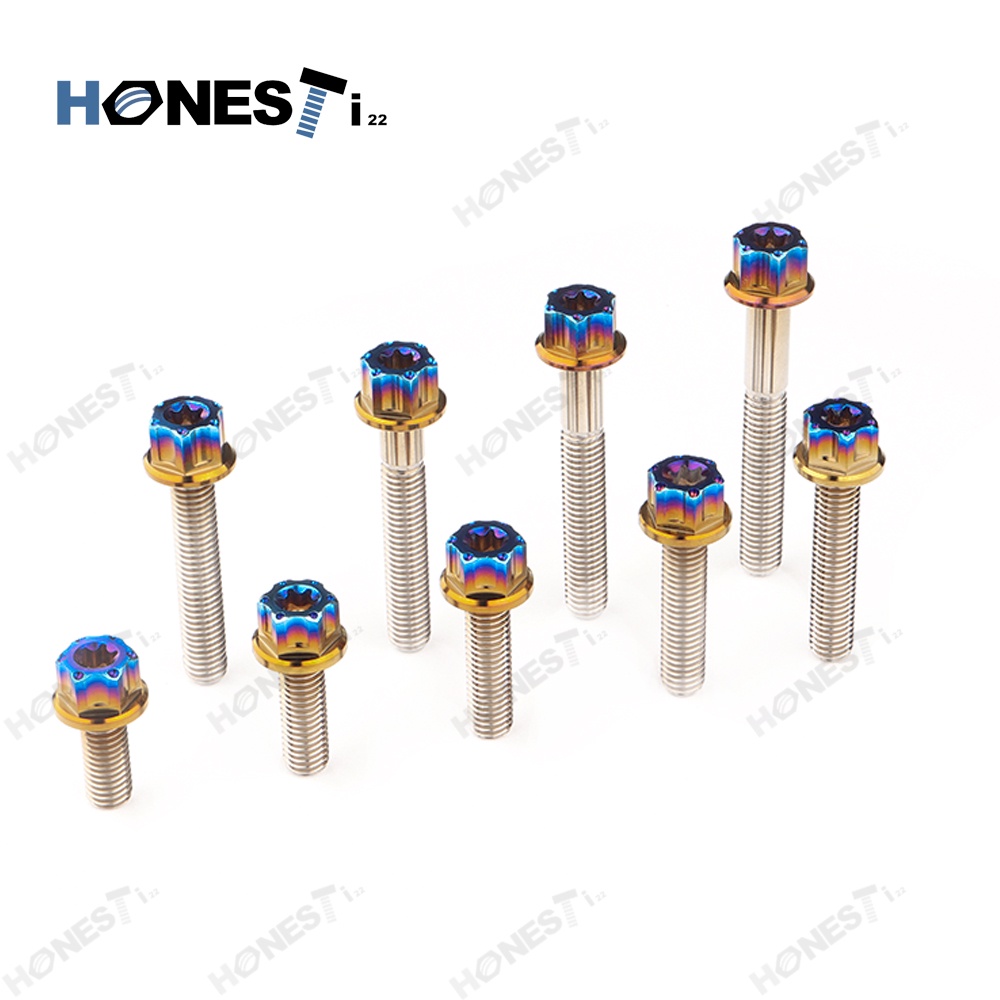 Racefasteners Prolite M10 Titanium Caliper Bolts – Drilled Hex Flange (Various Lengths)