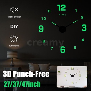 27inch DIY Wall Clock เงียบ ควอตซ์ Luminous Wall Night Clocks